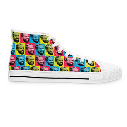 Drake Colored Checker Faces Women's High Top Sneakers