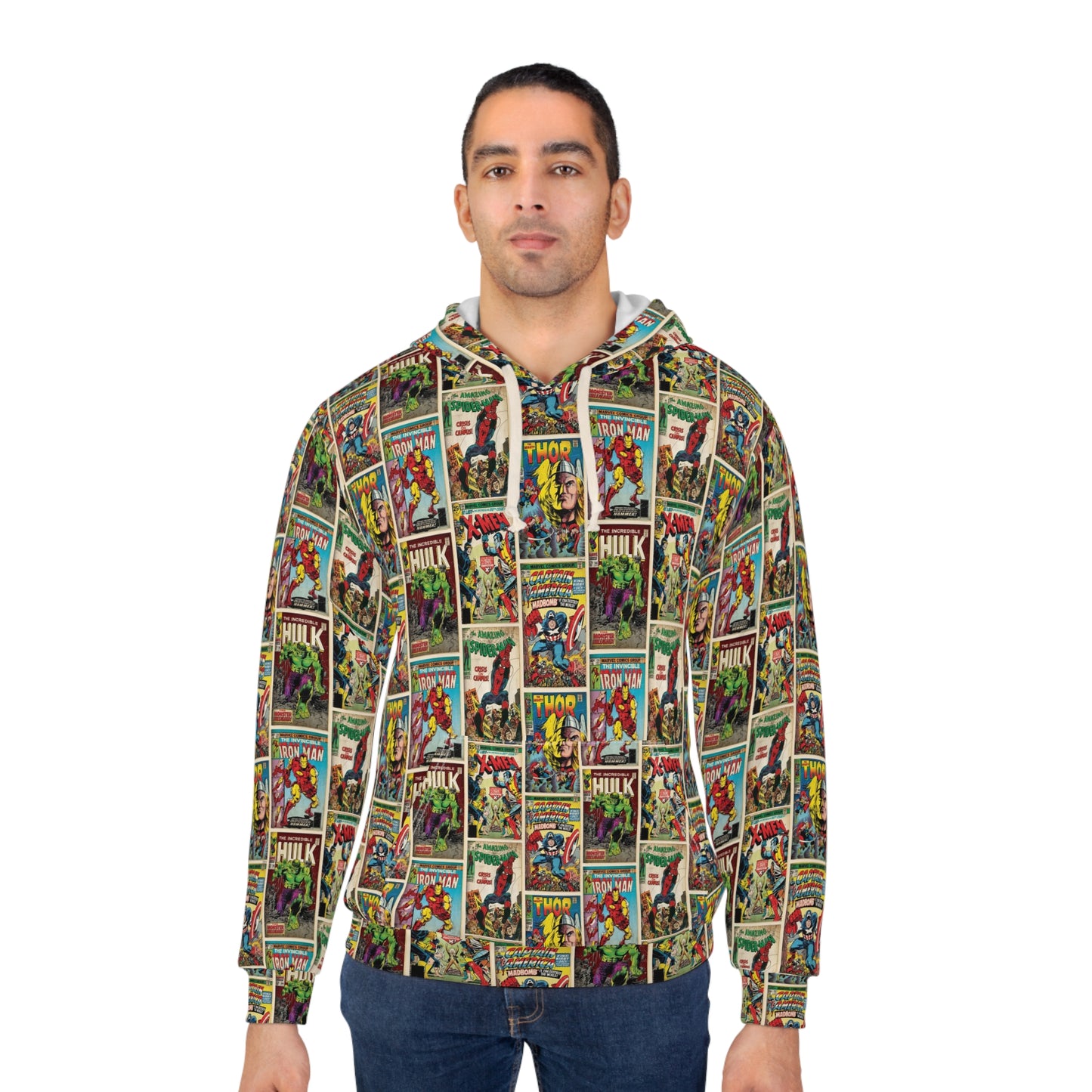 Marvel Comic Book Cover Collage Unisex Pullover Hoodie