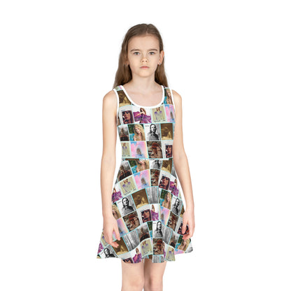 Taylor Swift Album Art Collage Pattern Girls' Sleeveless Sundress