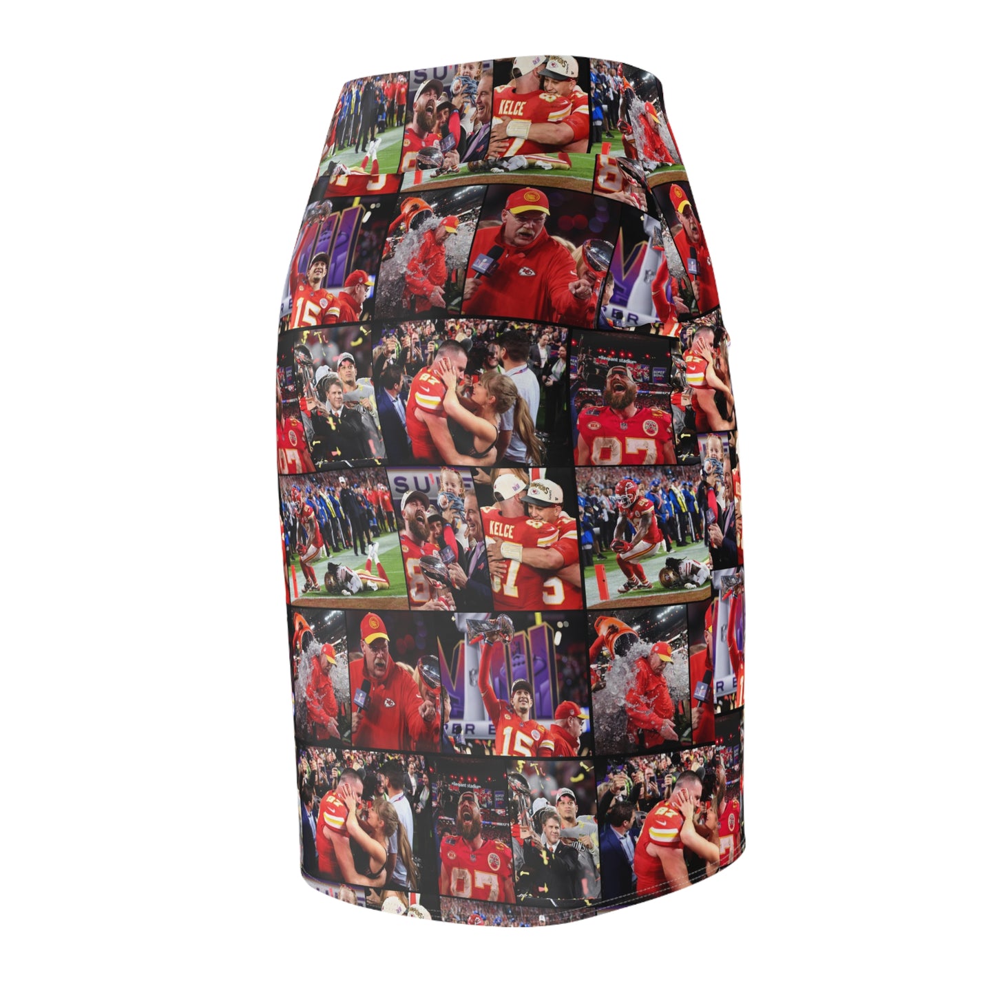 Kansas City Chiefs Superbowl LVIII Championship Victory Collage Women's Pencil Skirt