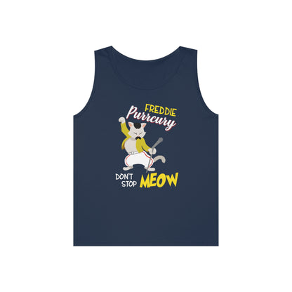 Queen Don't Stop Meow Freddie Purrcury Unisex Heavy Cotton Tank Top