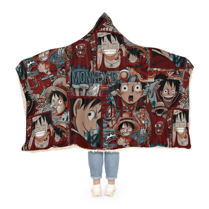 One Piece Anime Monkey D Luffy Red Collage Snuggle Blanket