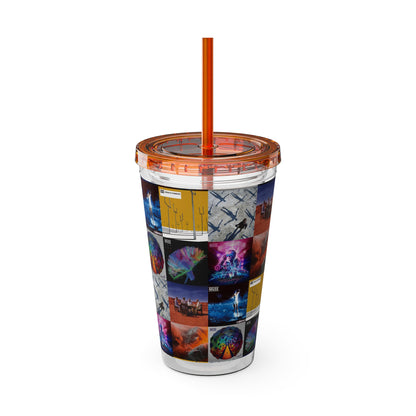 Muse Album Cover Collage Sunsplash Tumbler with Straw