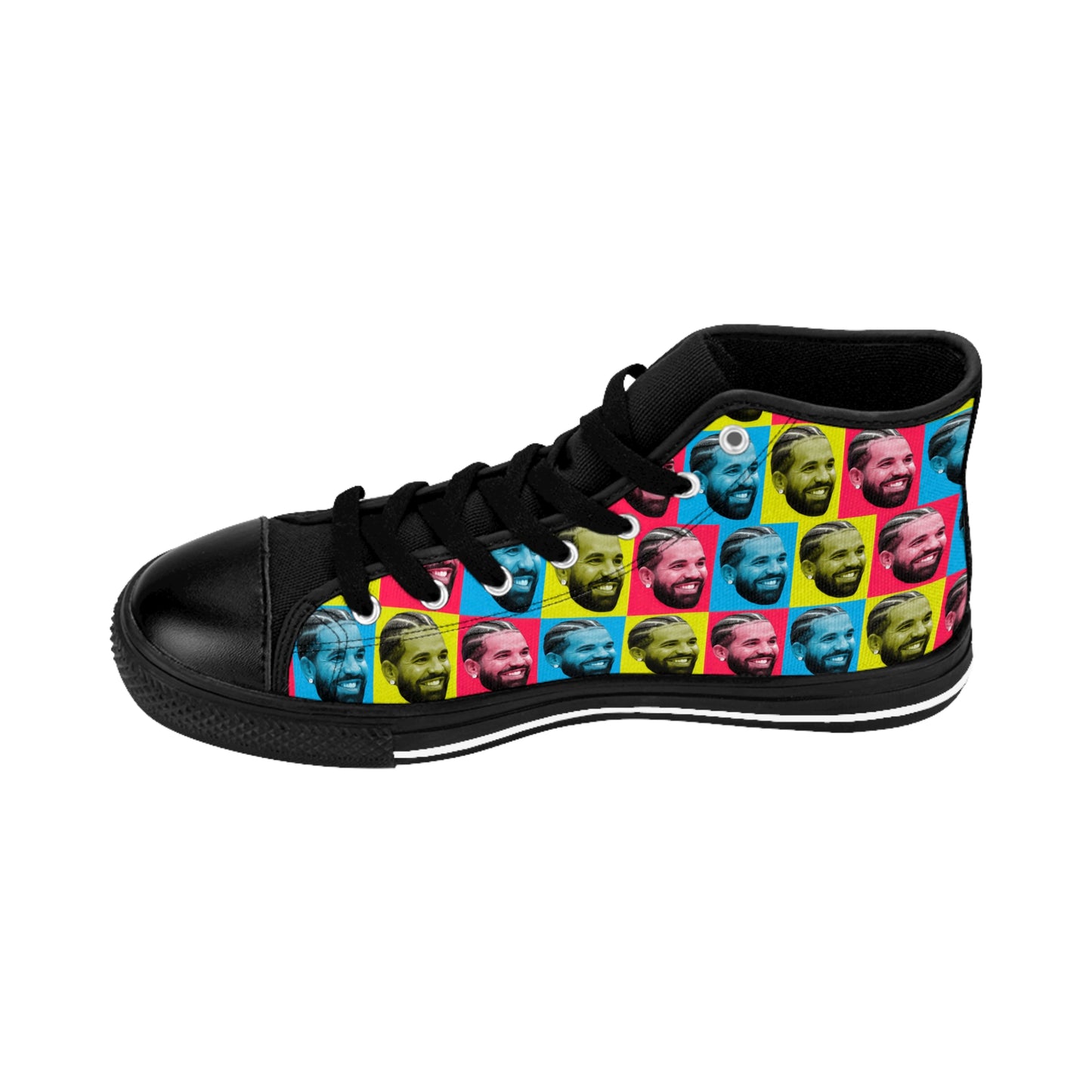 Drake Colored Checker Faces Women's Classic Sneakers