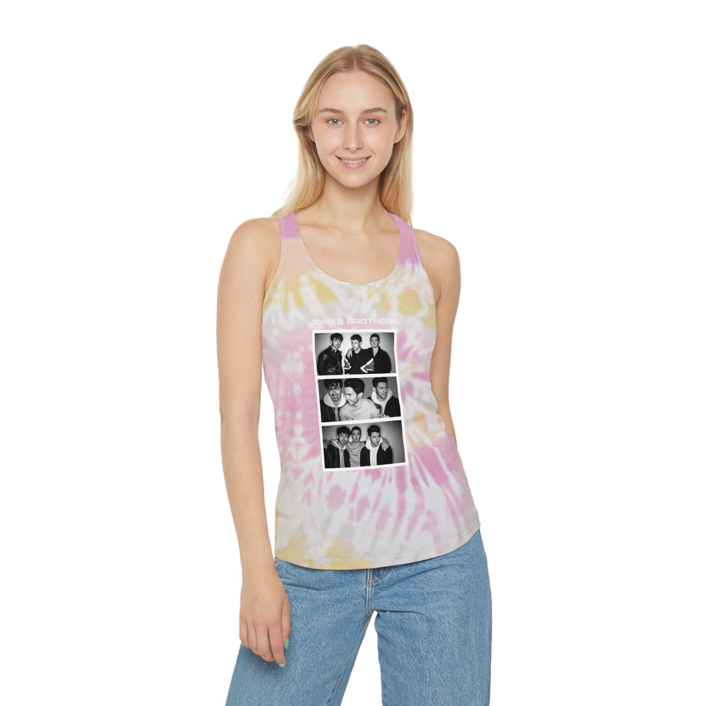 Jonas Brothers Photo Booth Tie Dye Racerback Tank Top