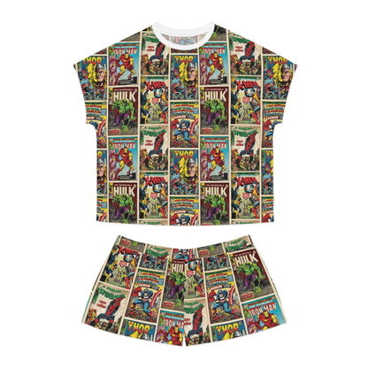 Marvel Comic Book Cover Collage Women's Short Pajama Set