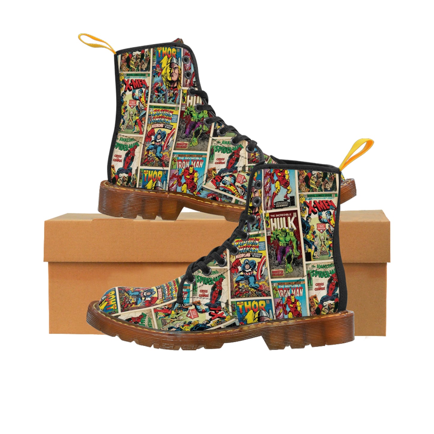 Marvel Comic Book Cover Collage Women's Canvas Boots