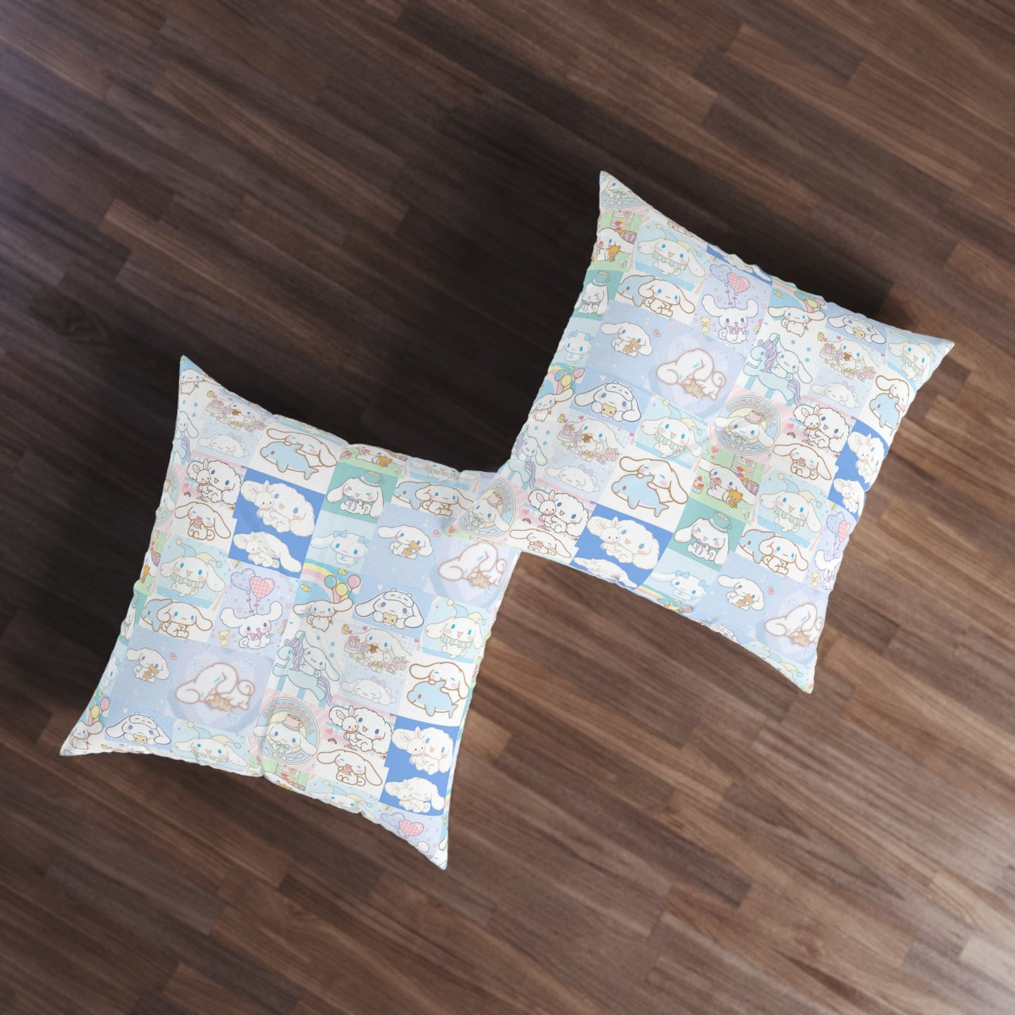 Cinnamoroll Cartoon Collage Tufted Floor Pillow, Square