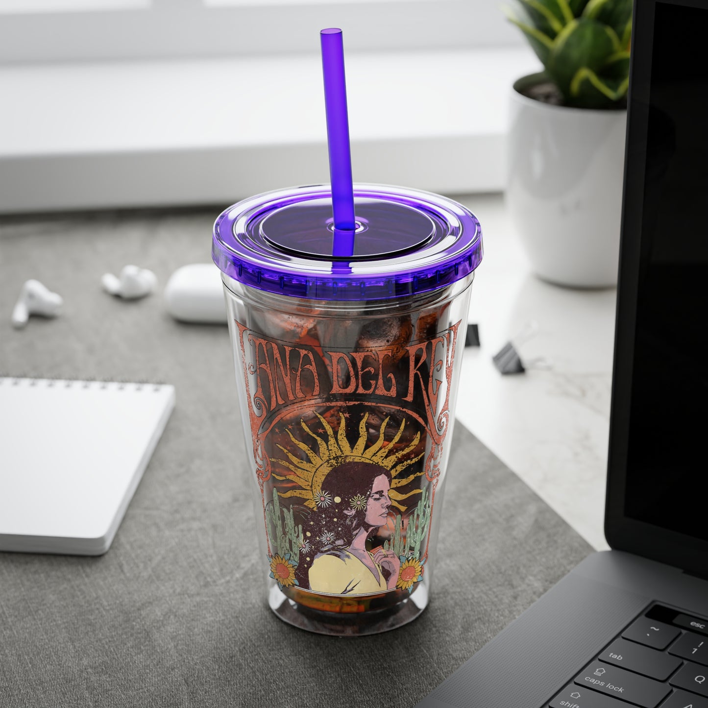 Lana Del Rey Vintage Artwork Sunsplash Tumbler with Straw