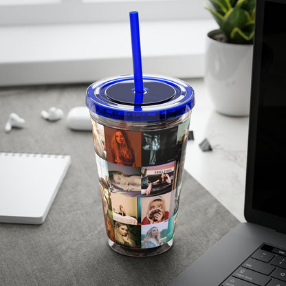 Sabrina Carpenter Album Cover Collage Sunsplash Tumbler with Straw