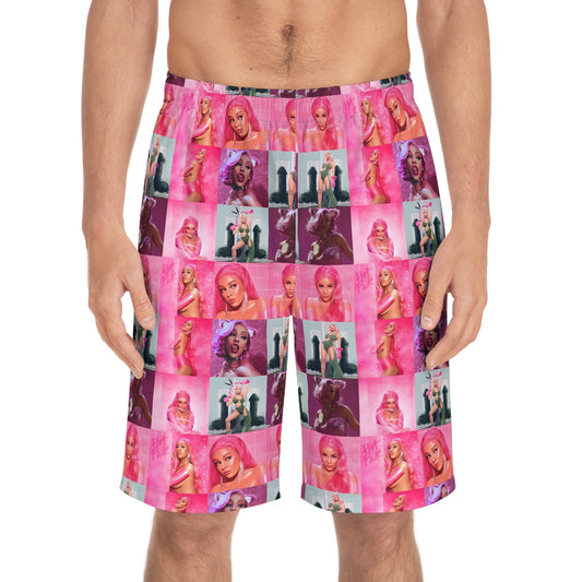 Doja Cat Hot Pink Mosaic Men's Board Shorts