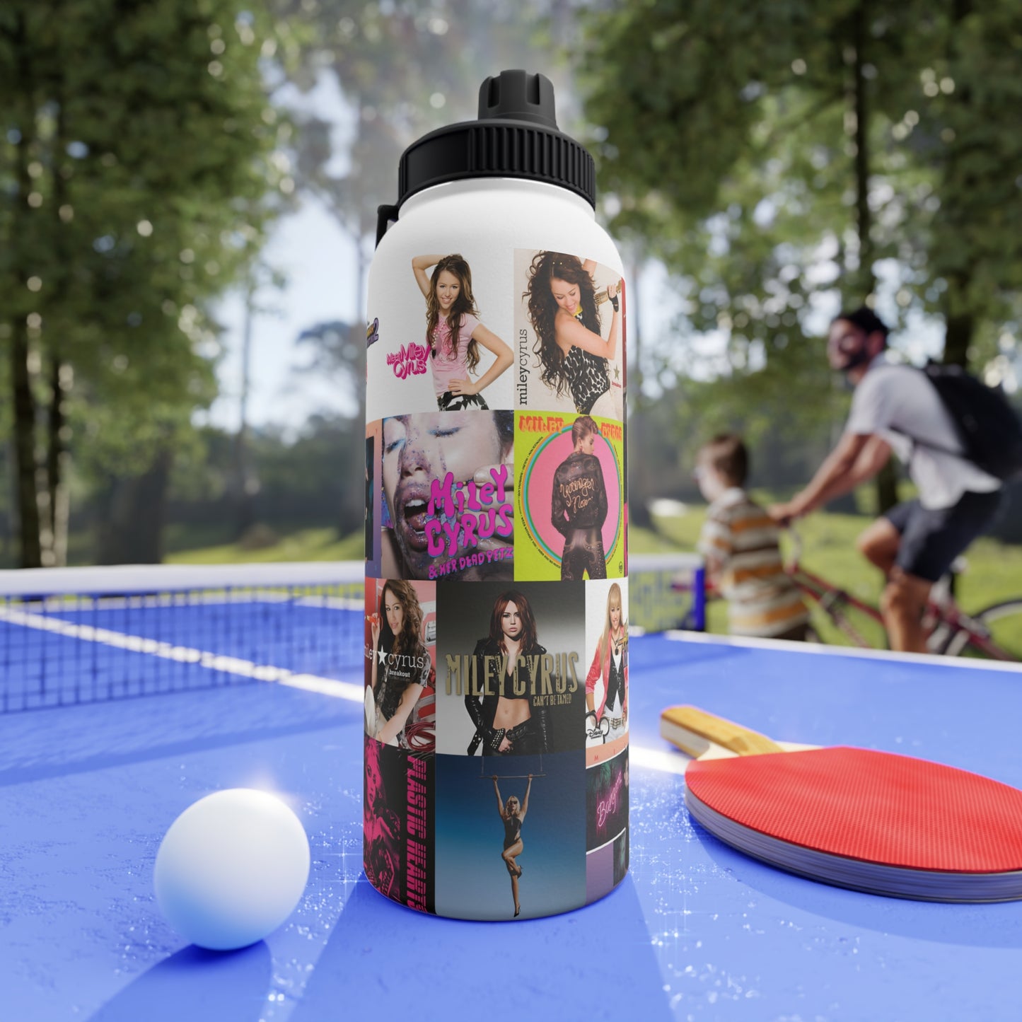 Miley Cyrus Album Cover Collage Stainless Steel Sports Lid Water Bottle