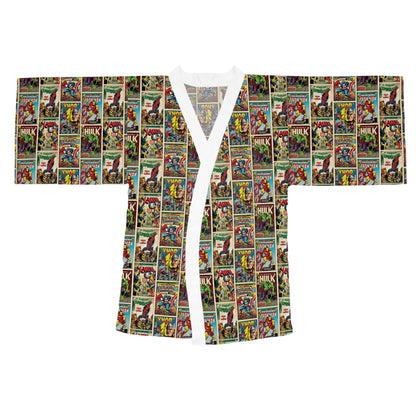 Marvel Comic Book Cover Collage Long Sleeve Kimono Robe