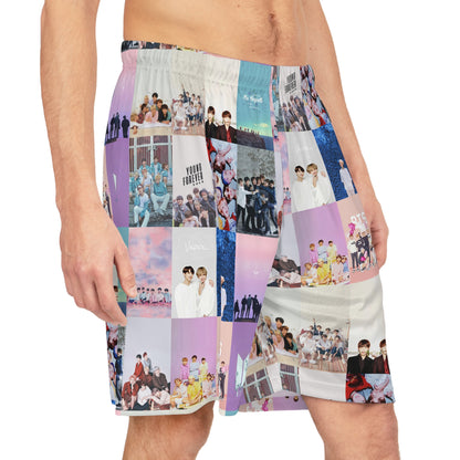 BTS Pastel Aesthetic Collage Basketball Shorts