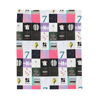 BTS Album Cover Art Collage Velveteen Plush Blanket