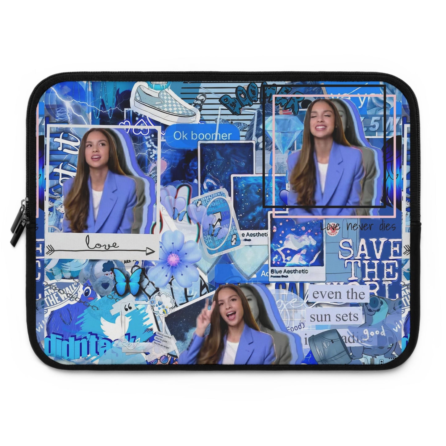 Olivia Rodrigo Blue Aesthetic Collage Laptop Sleeve