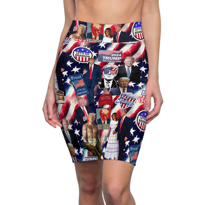 Donald Trump 2024 MAGA Montage Women's Pencil Skirt