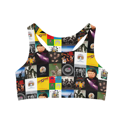 Queen Album Cover Collage Seamless Sports Bra