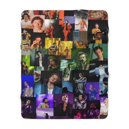 Harry Styles Rainbow Photo Collage Sherpa Fleece Blanket