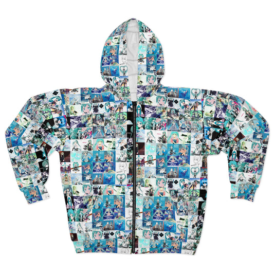 Hatsune Miku Album Cover Collage Unisex Zip Hoodie