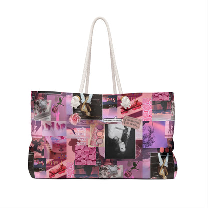 Ariana Grande Pink Aesthetic Collage Weekender Bag