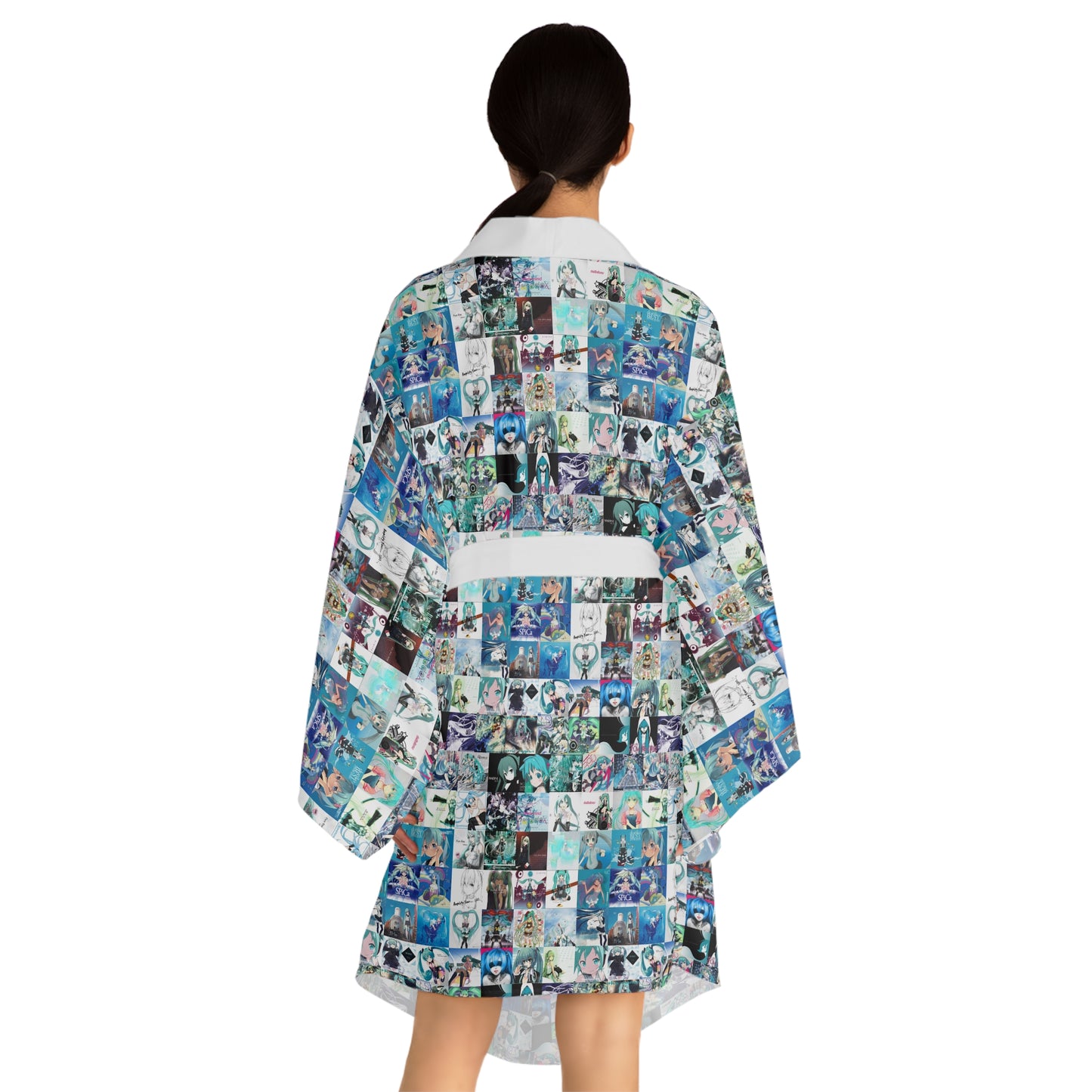 Hatsune Miku Album Cover Collage Long Sleeve Kimono Robe