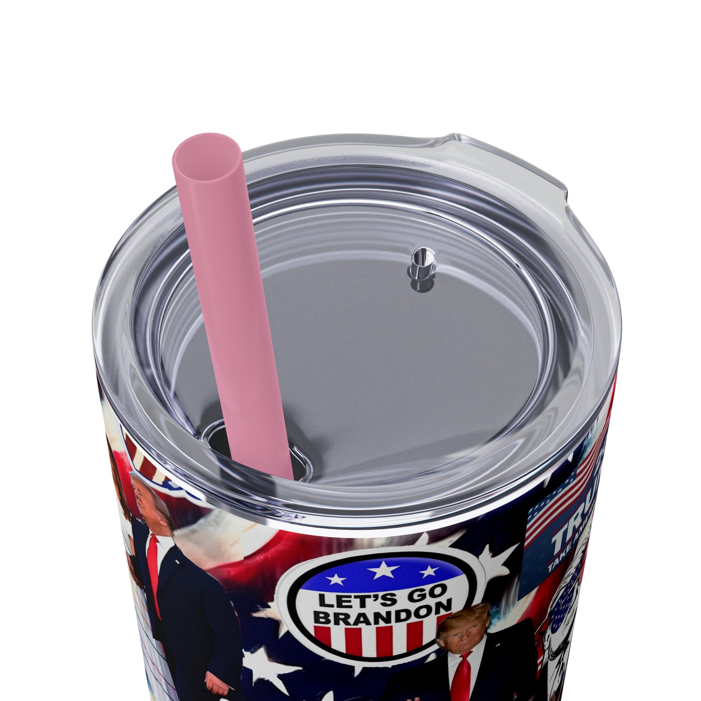 Donald Trump 2024 MAGA Montage Skinny Tumbler with Straw