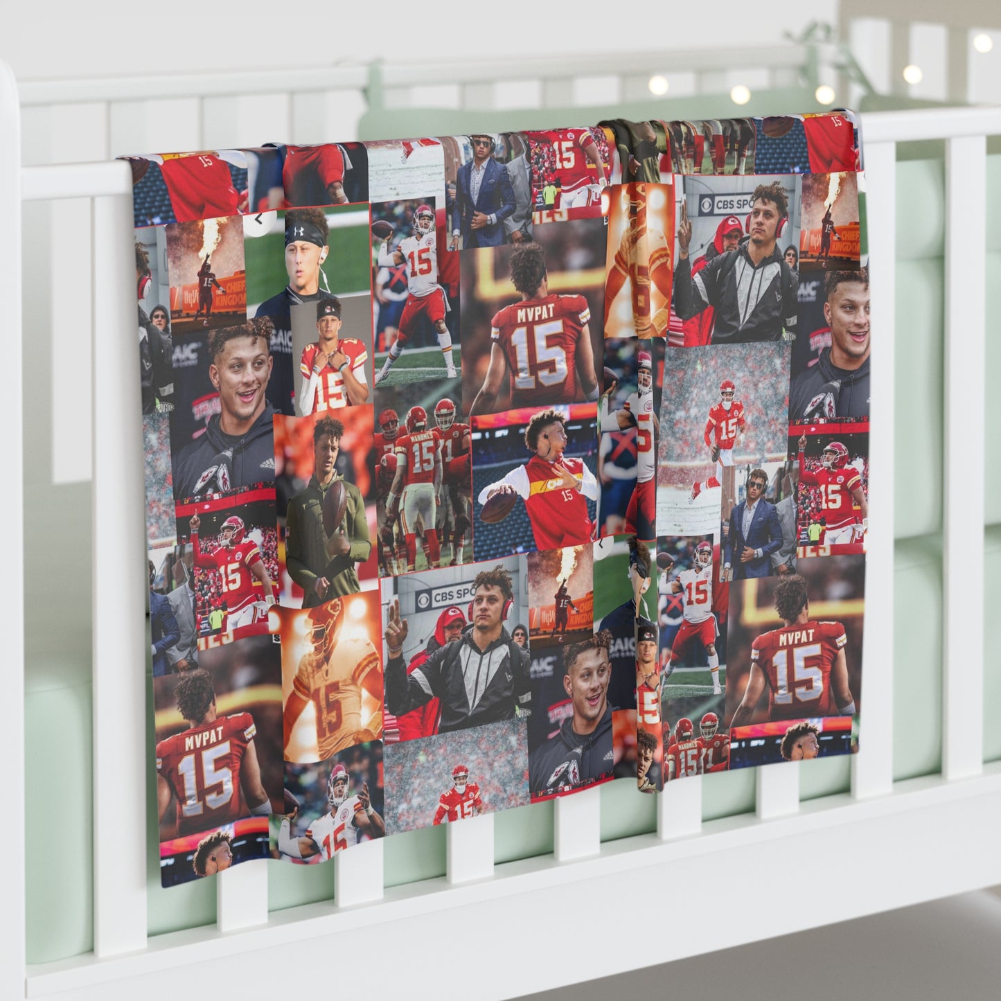 Patrick Mahomes Chiefs MVPAT Photo Collage Baby Swaddle Blanket