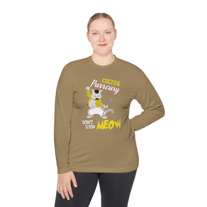 Queen Don't Stop Meow Freddie Purrcury Unisex Lightweight Long Sleeve Tee