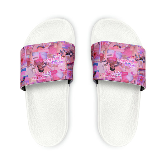 Ariana Grande Purple Vibes Collage Youth Slide Sandals