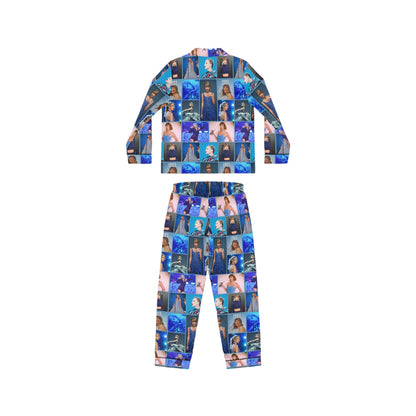 Taylor Swift Blue Aesthetic Collage Women's Satin Pajamas