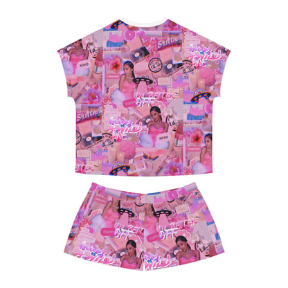 Ariana Grande Purple Vibes Collage Women's Short Pajama Set