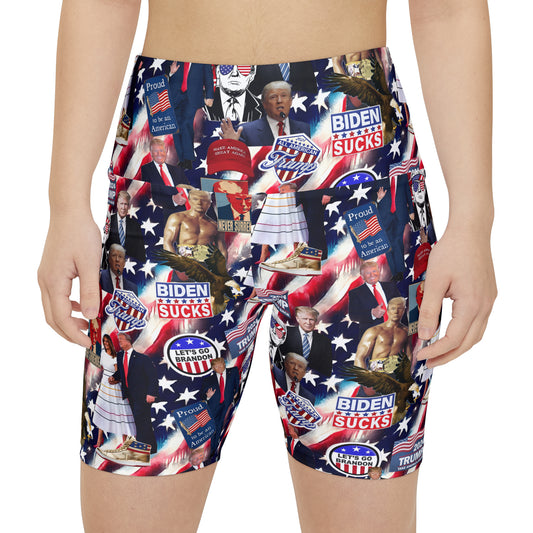 Donald Trump 2024 MAGA Montage Women's Workout Shorts