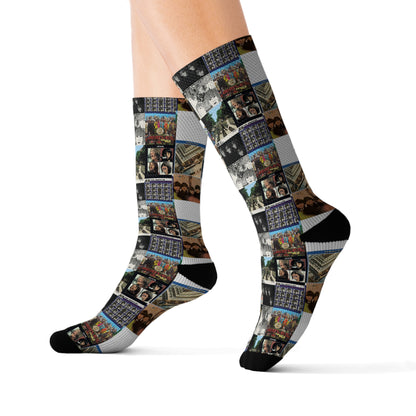 The Beatles Album Cover Collage Tube Socks
