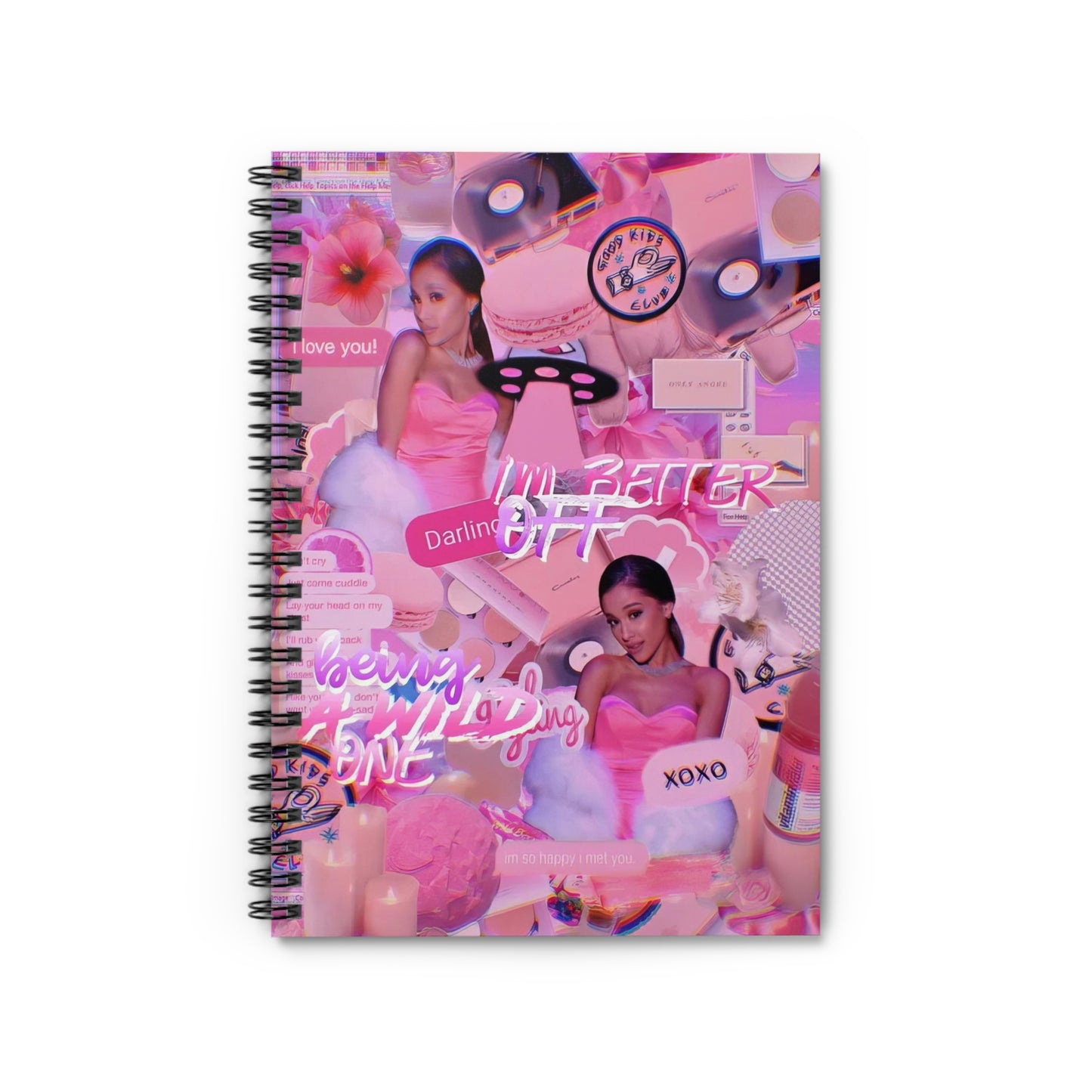 Ariana Grande Purple Vibes Collage Ruled Line Spiral Notebook