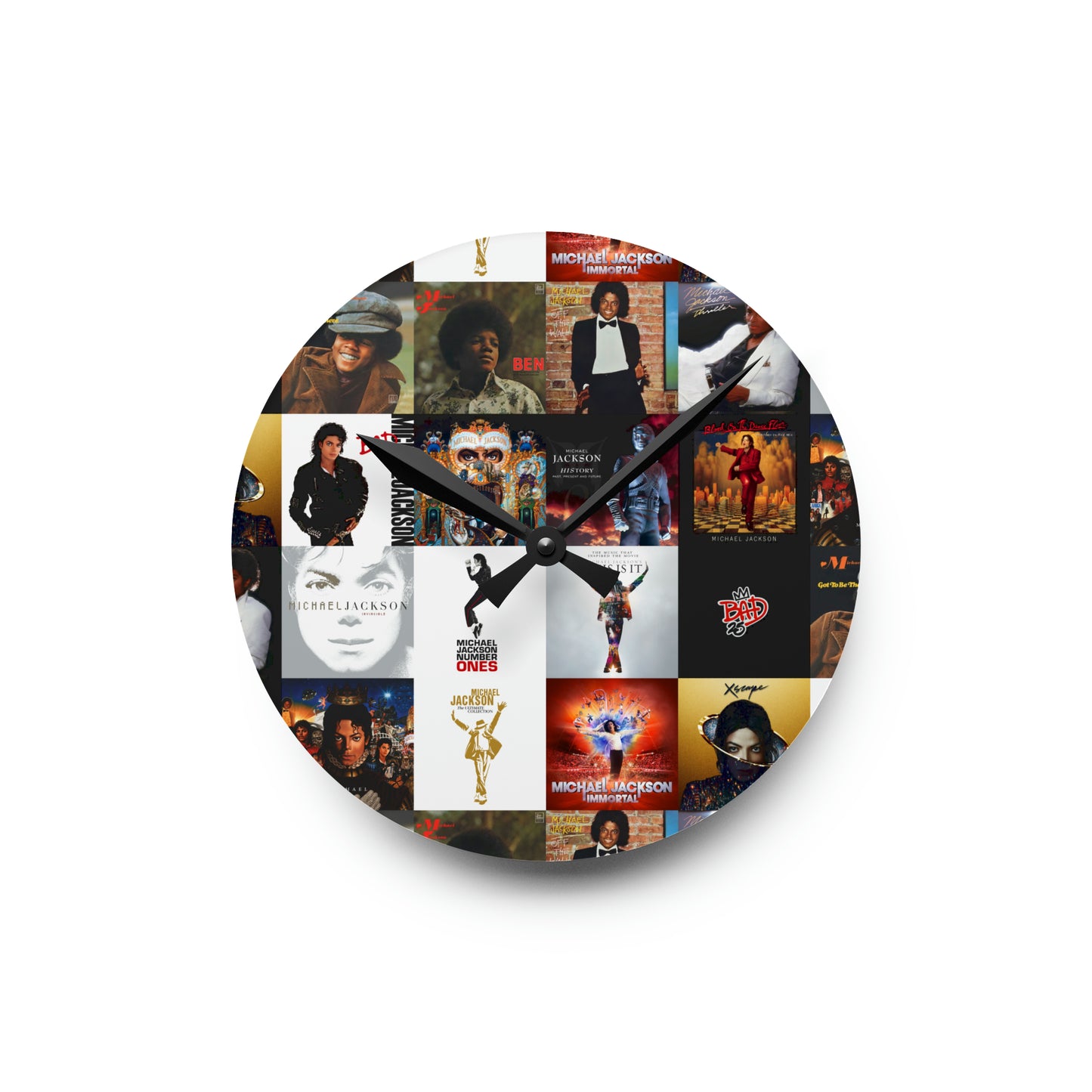 Michael Jackson Album Cover Collage Acrylic Wall Clock