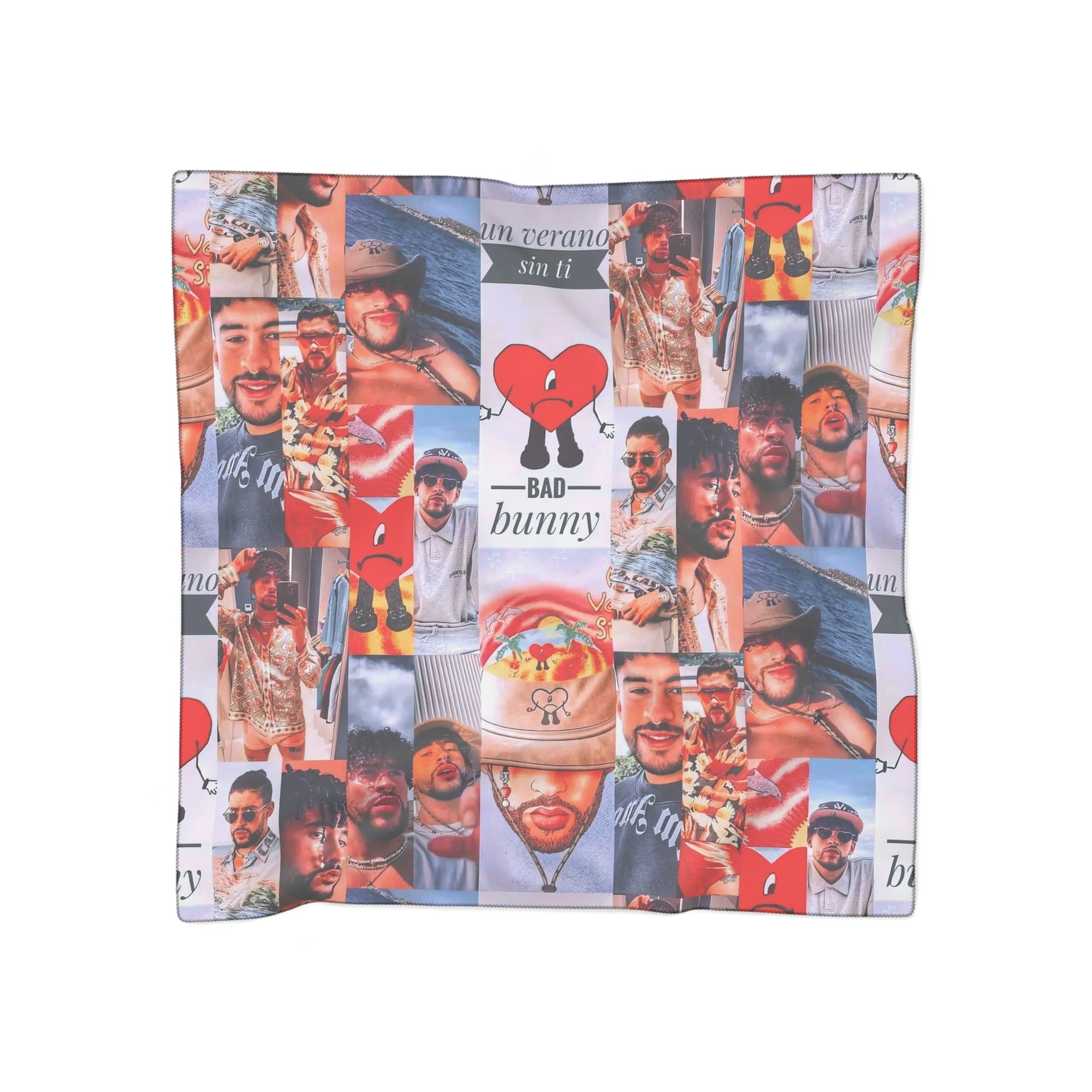 Bad Bunny Un Verano Sin Ti Photo Collage Polyester Scarf