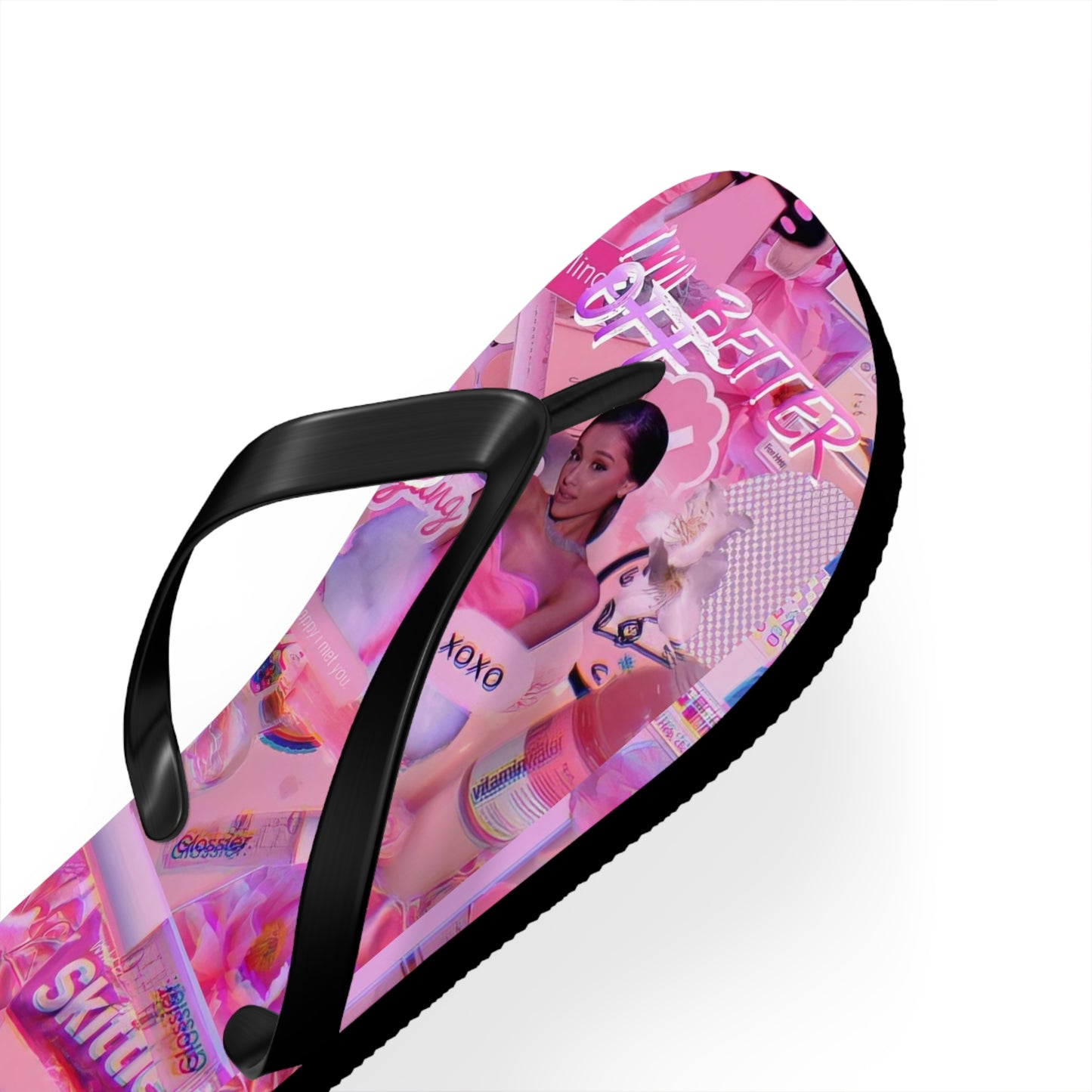 Ariana Grande Purple Vibes Collage Flip Flops