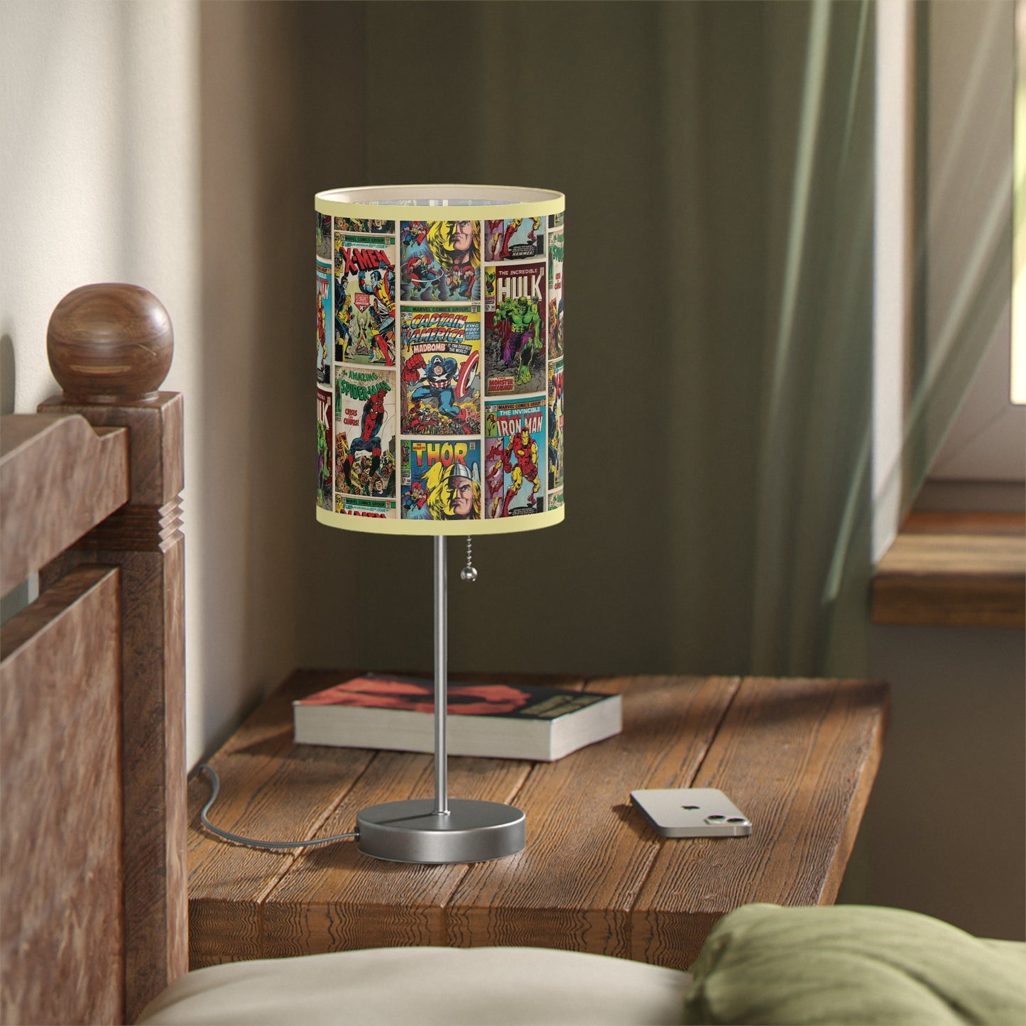 Marvel Comic Book Cover Collage Lamp on a Stand