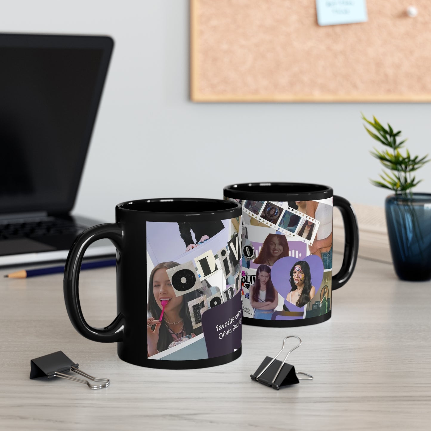 Olivia Rodrigo Deja Vu Collage Black Ceramic Mug