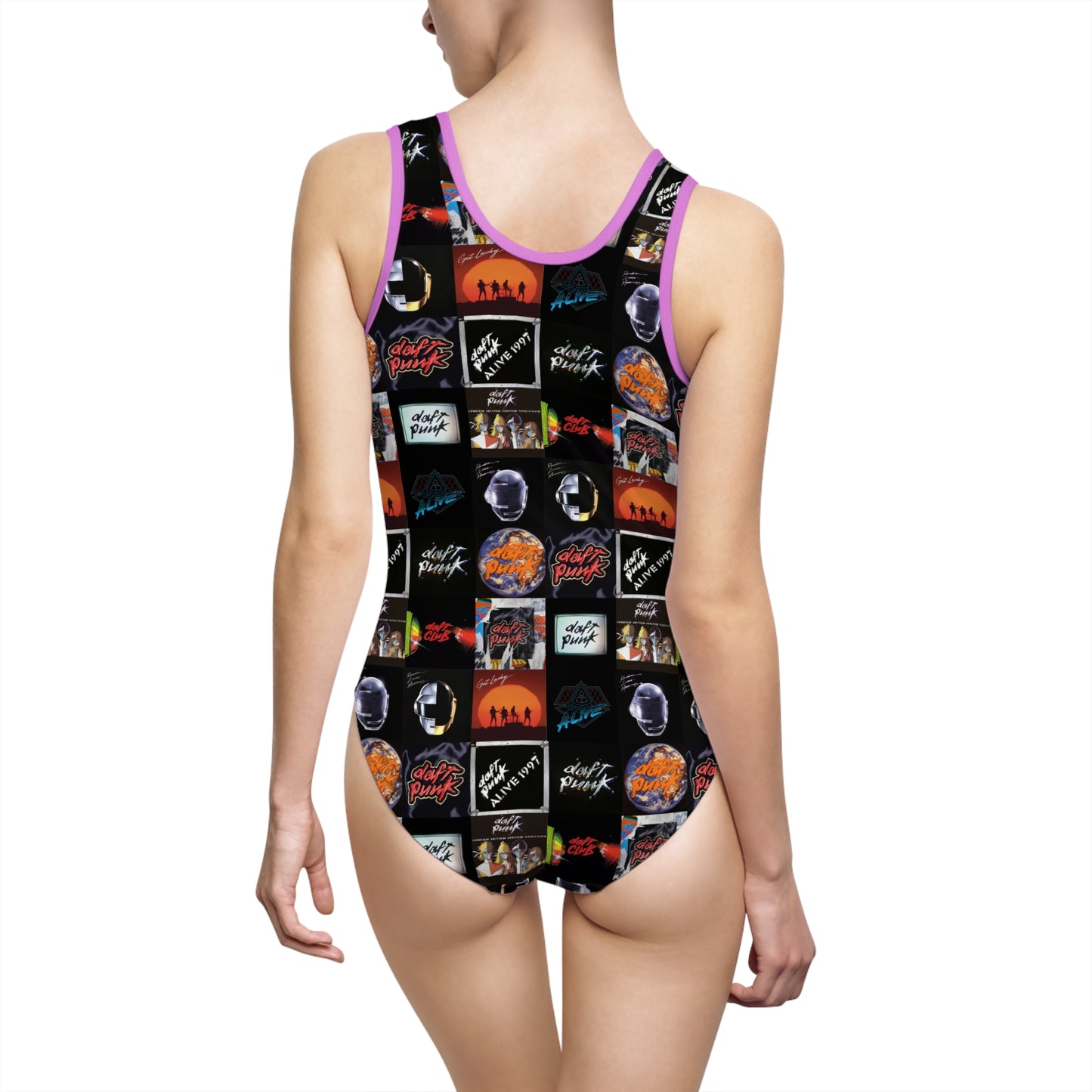 Daft Punk Album Cover Art Collage Women's Classic One-Piece Swimsuit