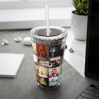 Sabrina Carpenter Album Cover Collage Sunsplash Tumbler with Straw