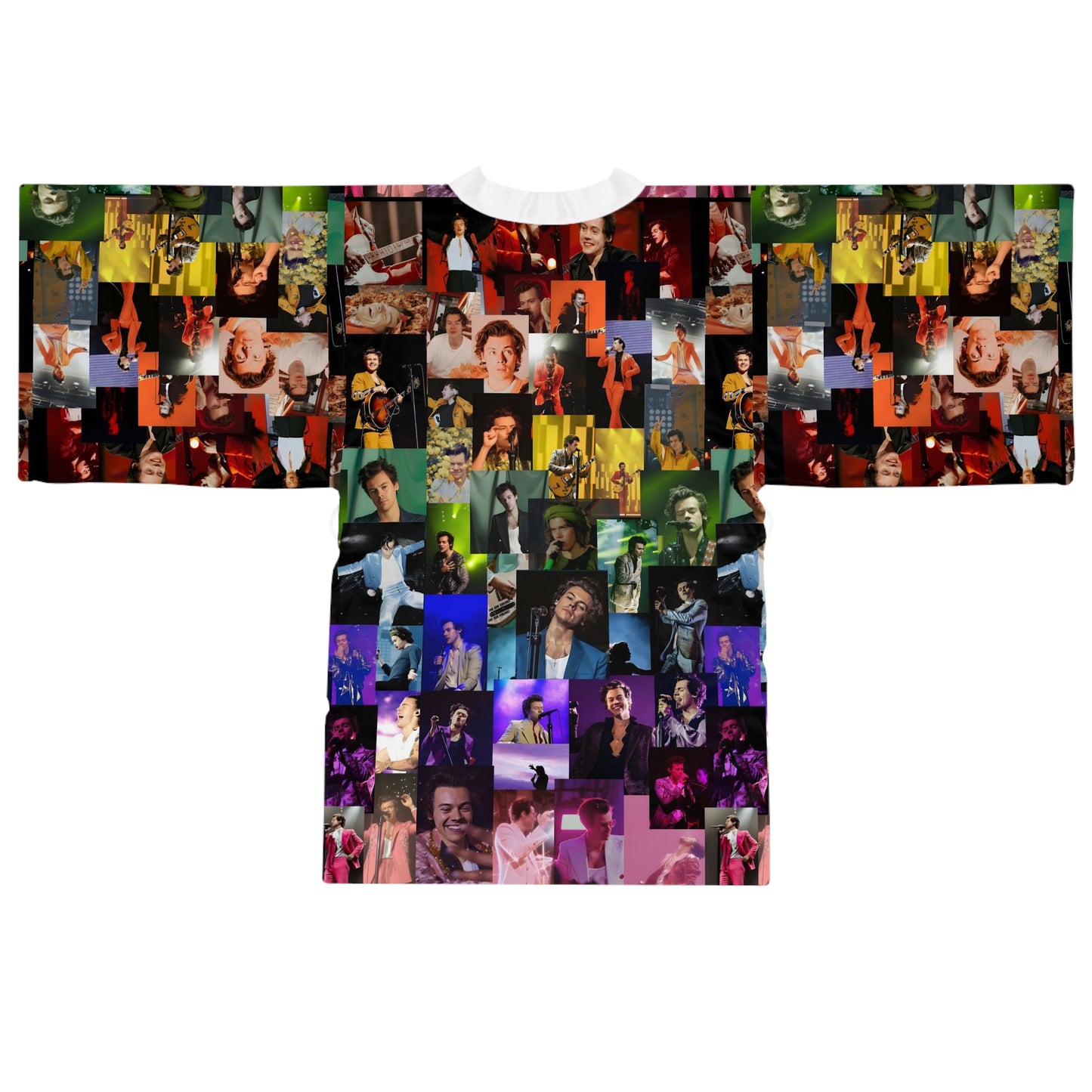 Harry Styles Rainbow Photo Collage Long Sleeve Kimono Robe