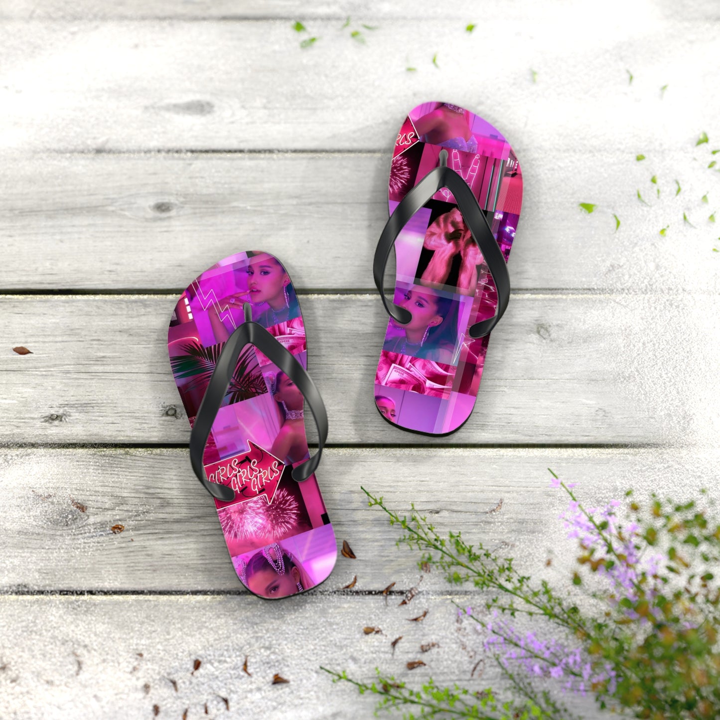 Ariana Grande 7 Rings Collage Flip Flops