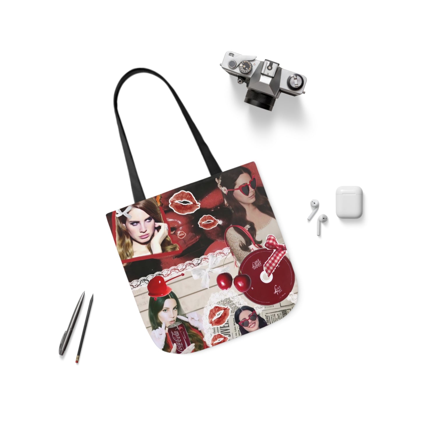 Lana Del Rey Cherry Coke Collage Polyester Canvas Tote Bag