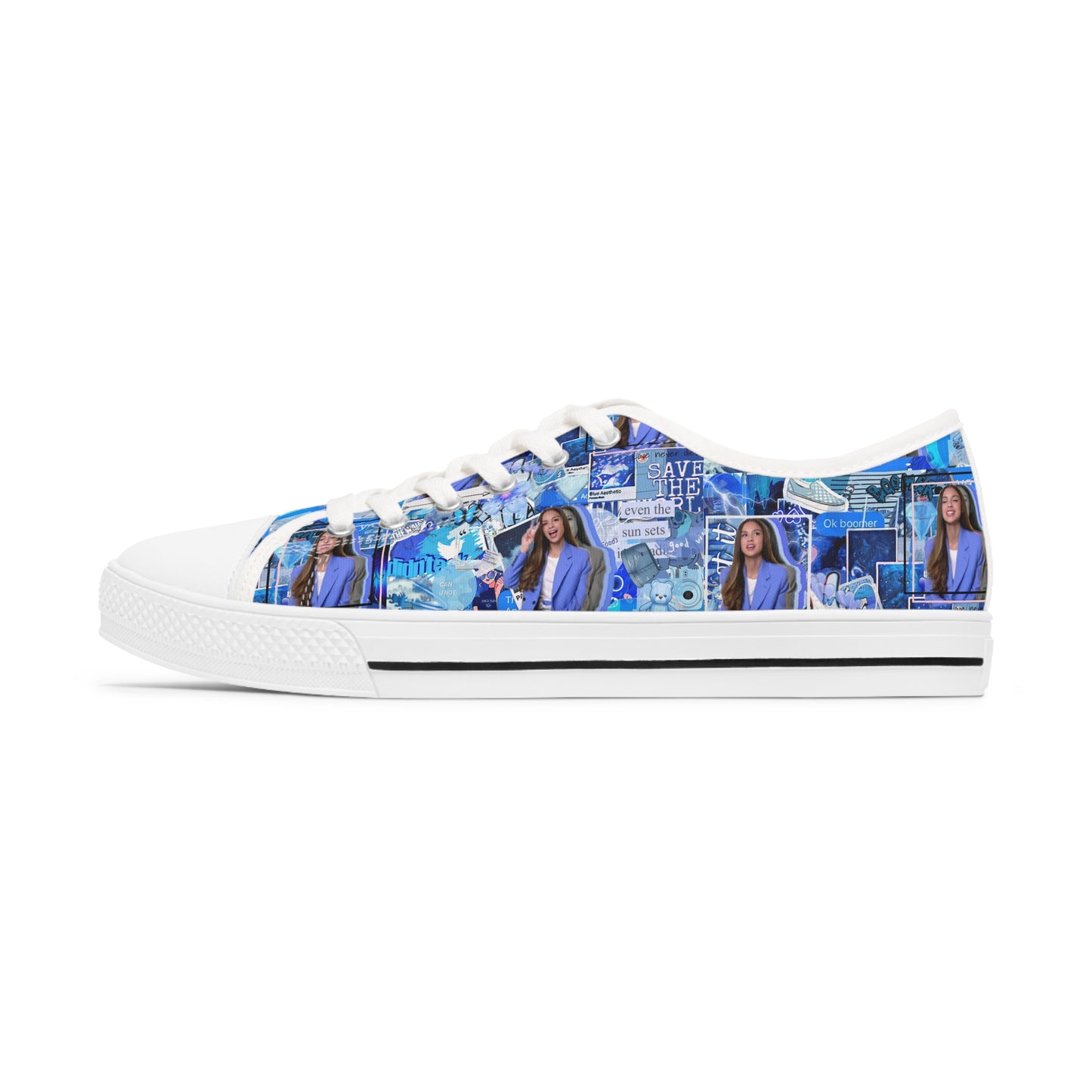 Olivia Rodrigo Blue Aesthetic Collage Women's Low Top Sneakers