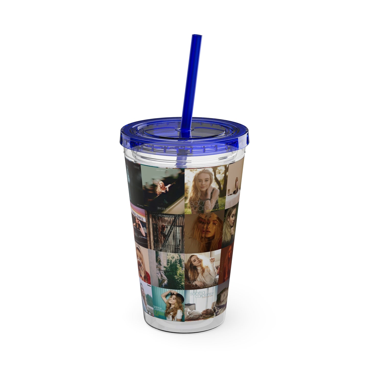 Sabrina Carpenter Album Cover Collage Sunsplash Tumbler with Straw