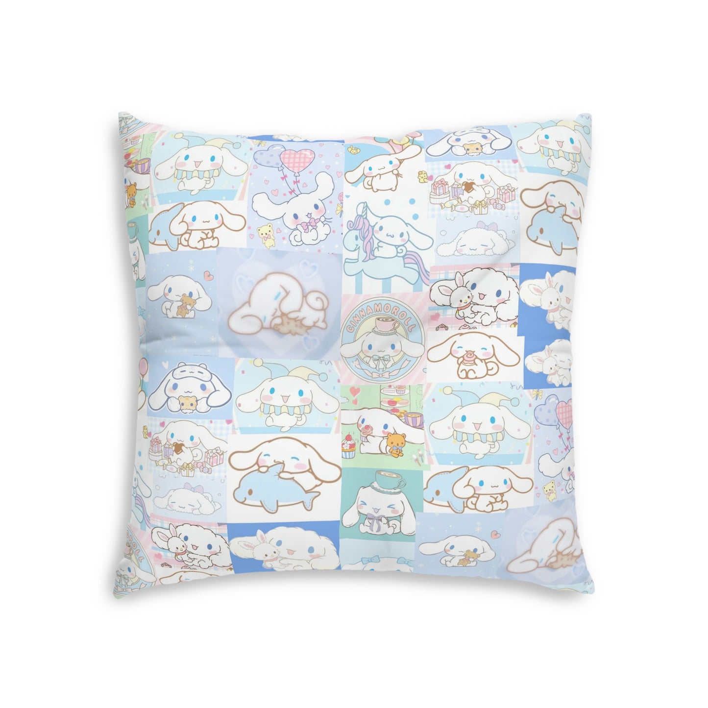 Cinnamoroll Cartoon Collage Tufted Floor Pillow, Square