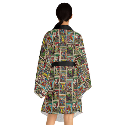 Marvel Comic Book Cover Collage Long Sleeve Kimono Robe