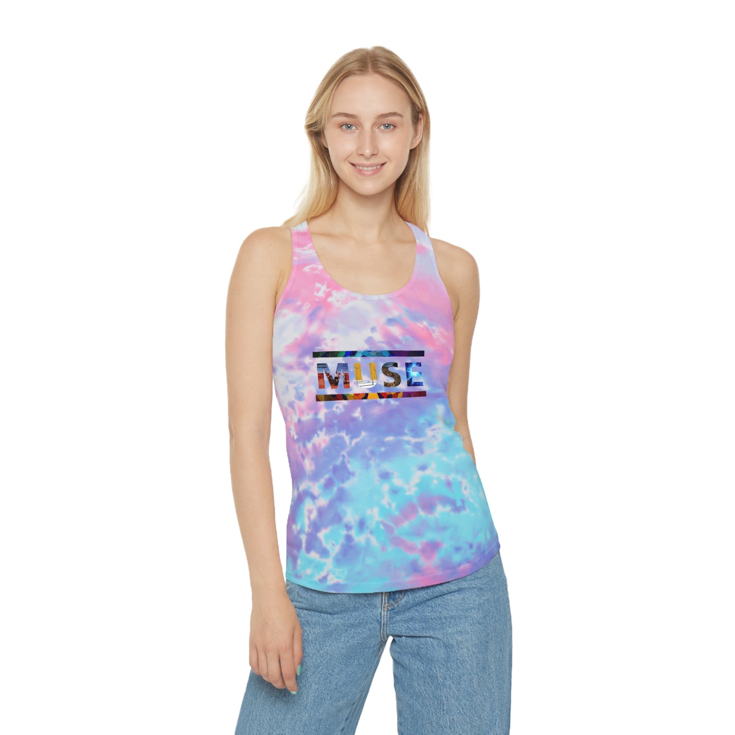 Muse Album Art Letters Tie Dye Racerback Tank Top